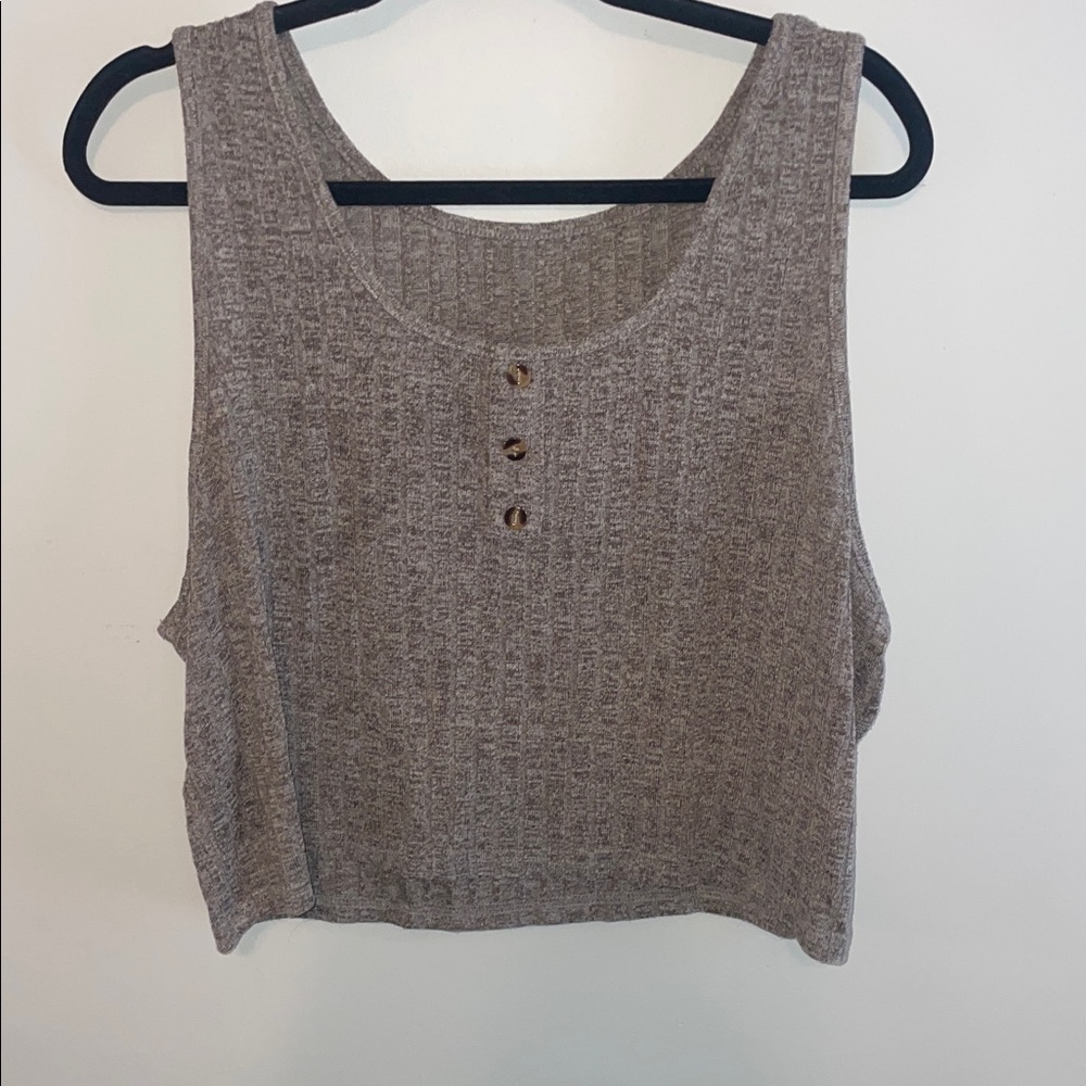 Sleeveless Ribbed Tank Top in Heather Taupe — Classic Casual